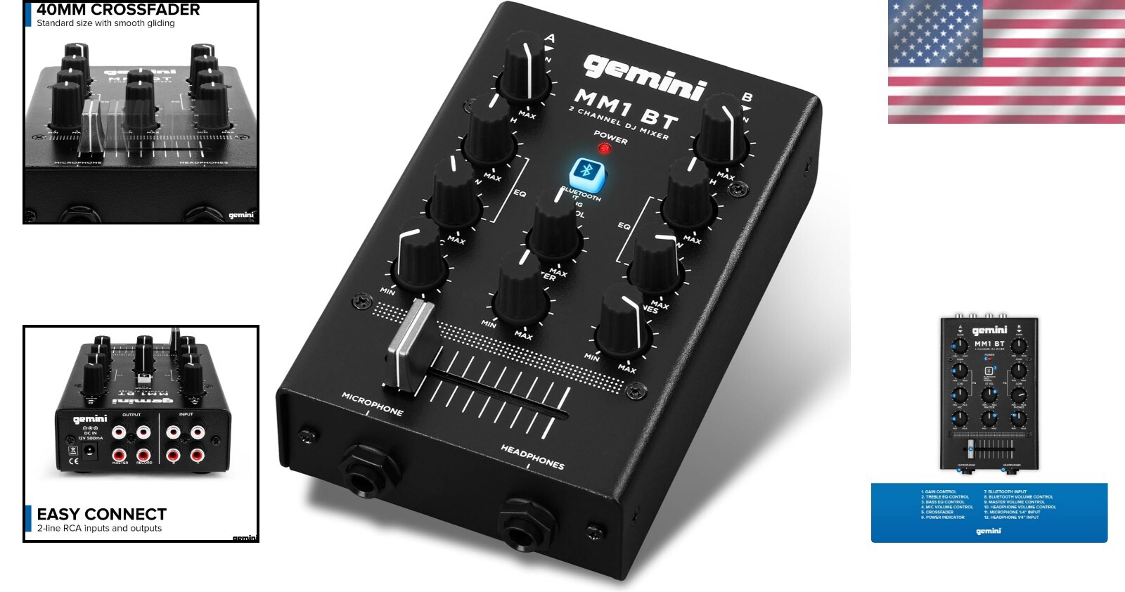 Professional Portable Bluetooth DJ Mixer – 2-Channels with Precise Control