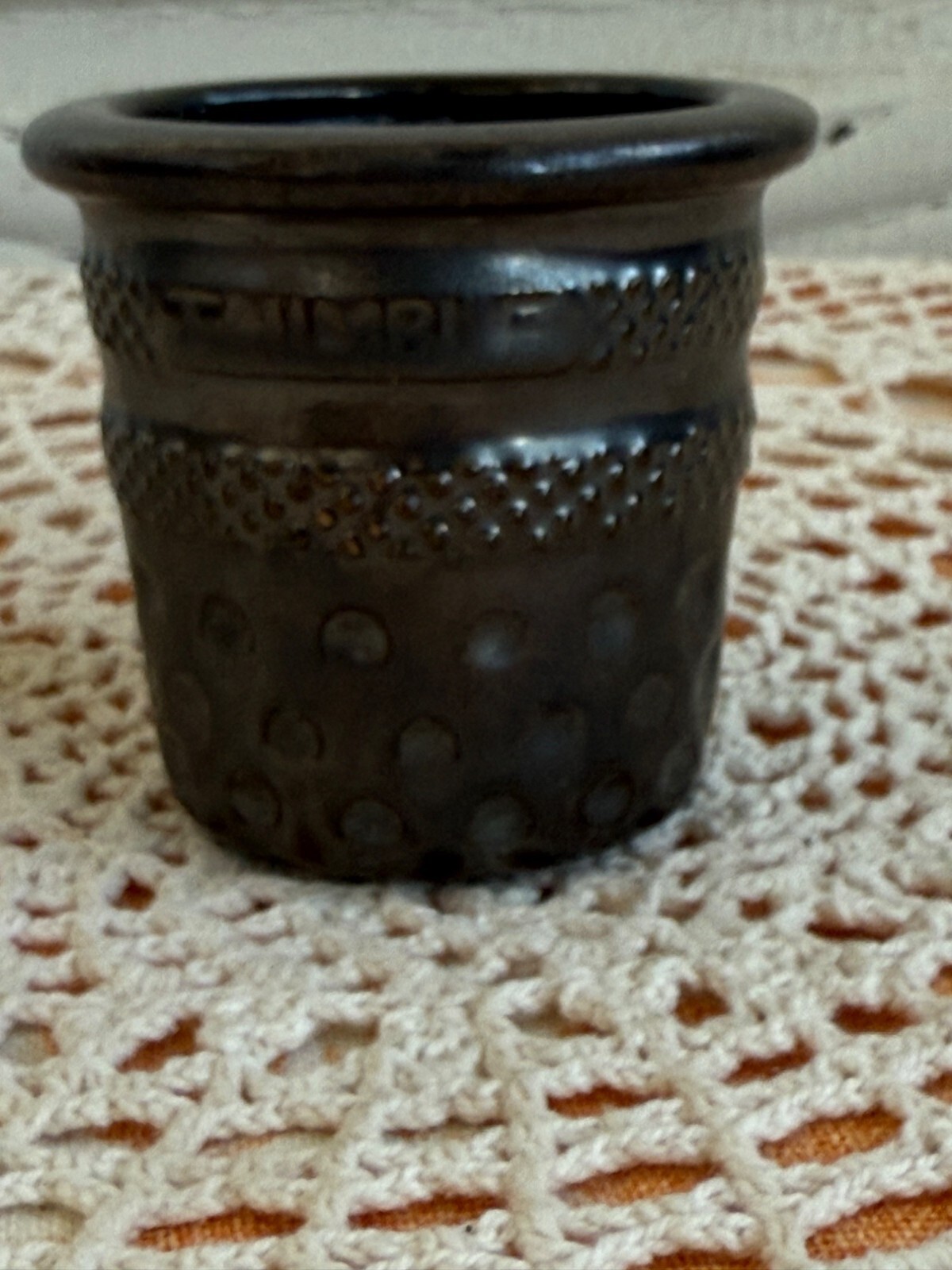 Vintage 70's Mini 3" Flower Pot Sewing Thimble Shape