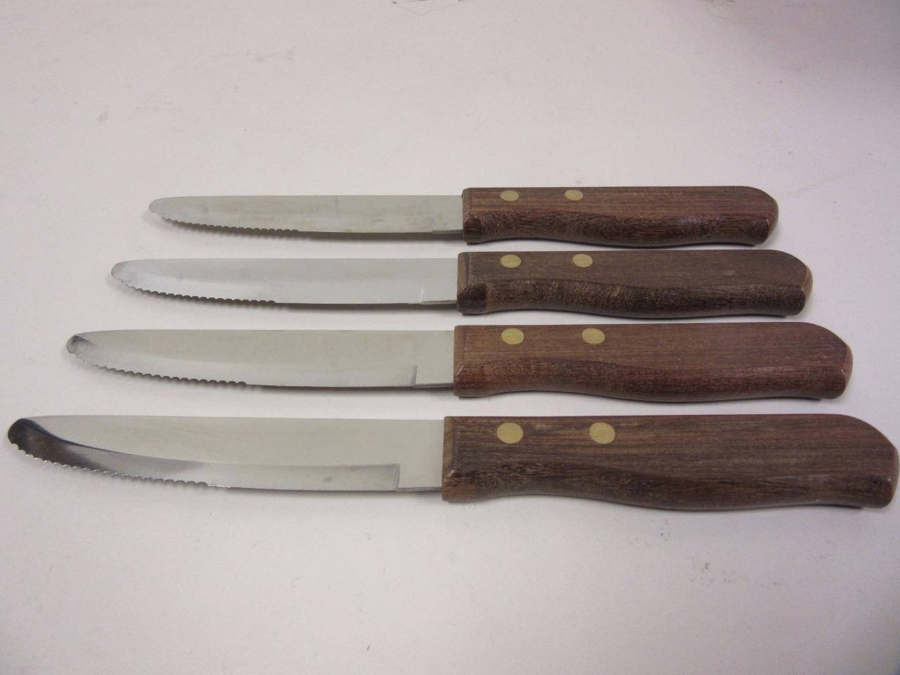 Set of 4 Tramontina Brown Handle Porterhouse Steak Knives -Mult. Sets Available