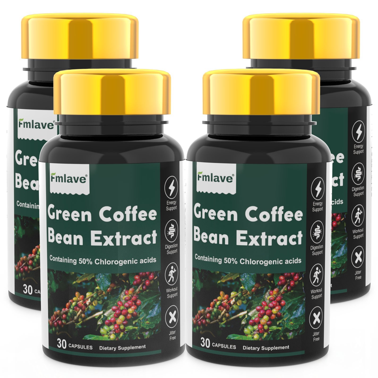 4pc Green Coffee Bean Extract Weight Management All Natural 50% chlorogenic acid