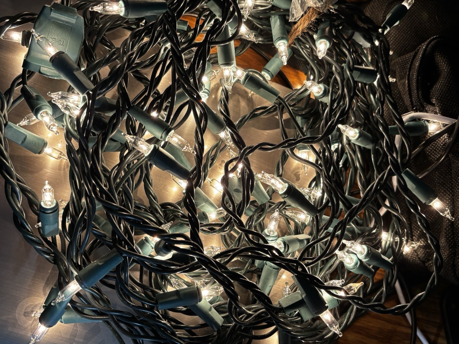 Holiday Clear Mini Lights String 100 Count w Green Wire 2 sets 200 total