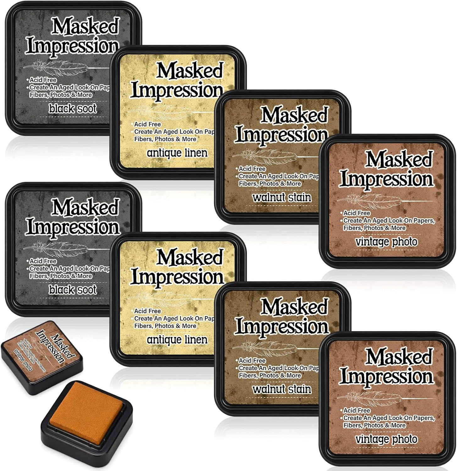 8 Pcs Mini  Pads for Stamps Water Based Stamp Pad for Scrapbooking, Journaling,