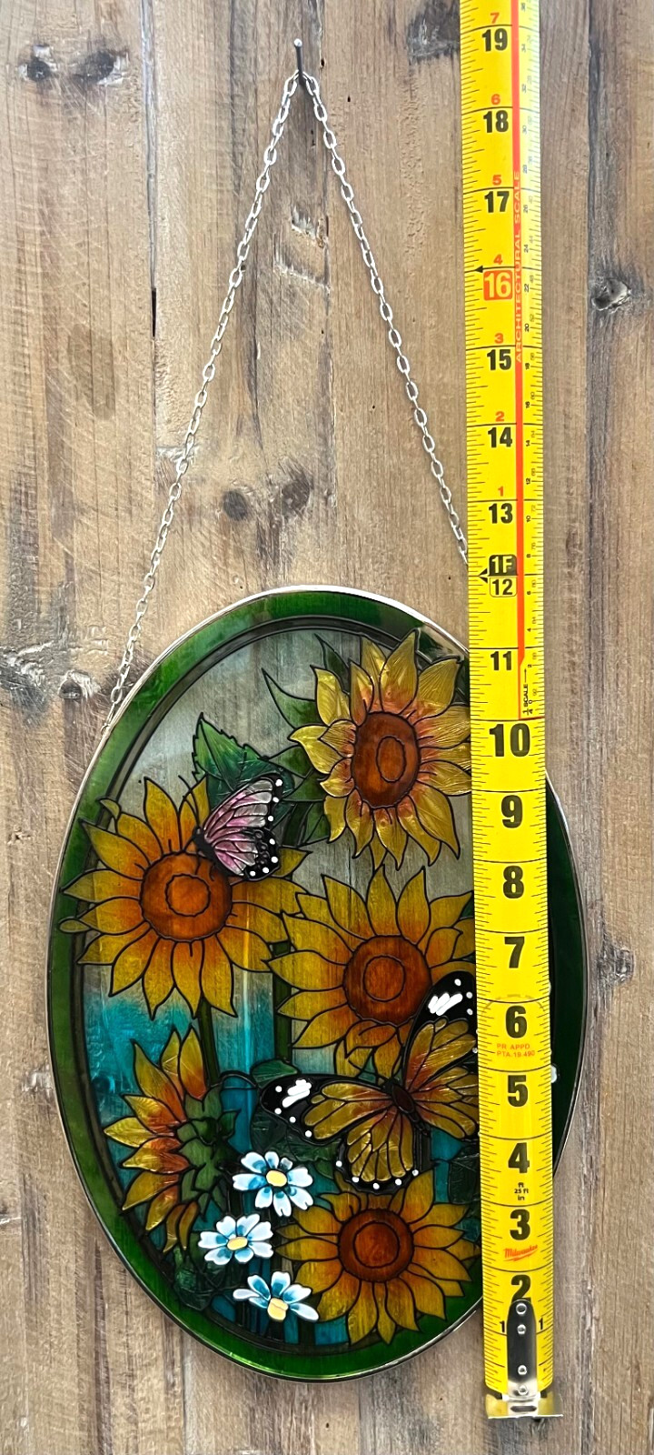 Sunflower Stained Glass Suncatcher 19" x 8"