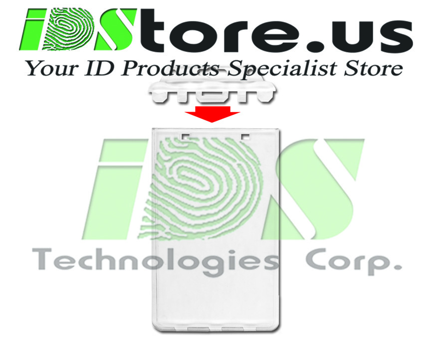 Clear Vertical Permanent Locking ID Badge Holders - Hard Plastic Case for ID's