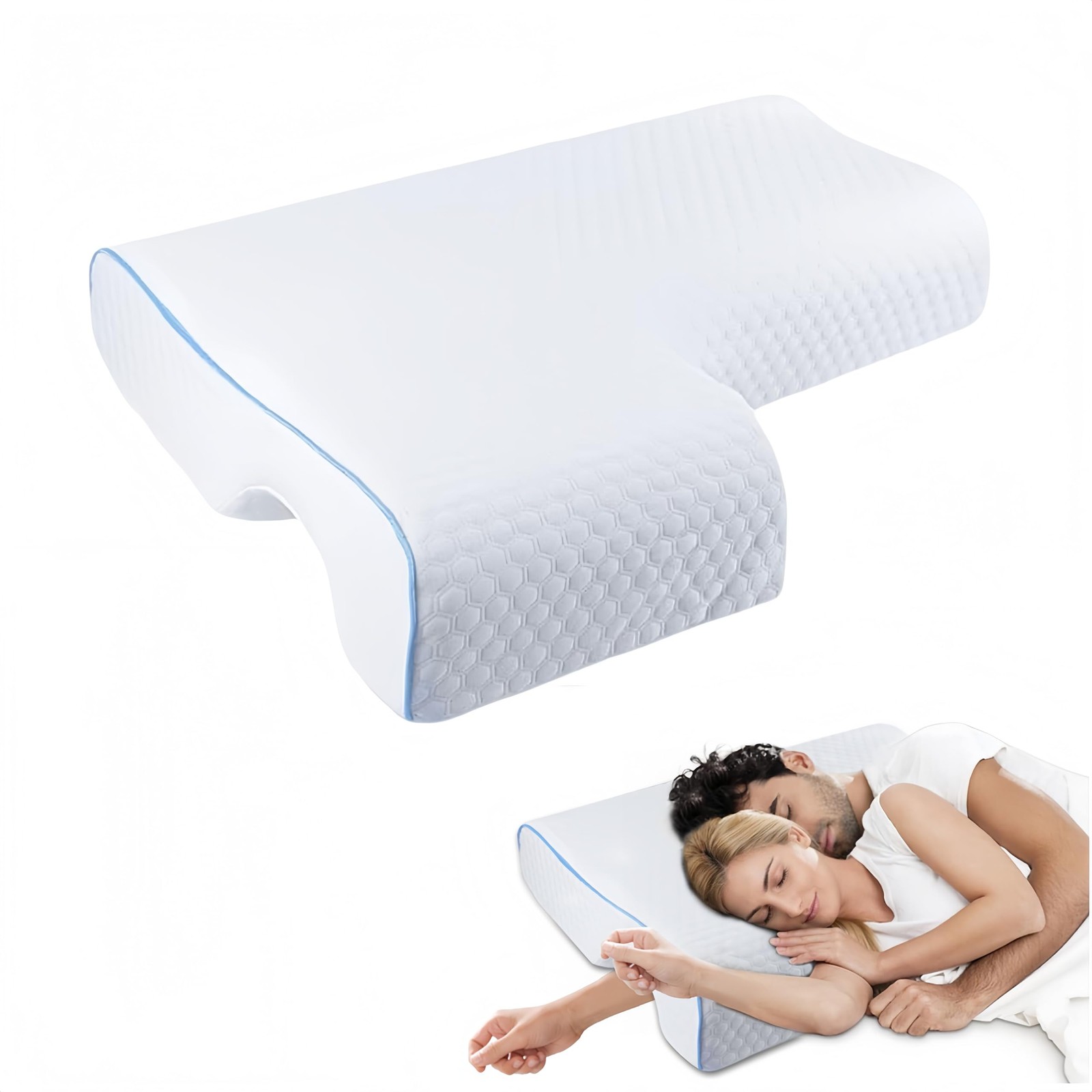 Arched Memory Foam Cuddle Pillow for Couples, Ergonomic Neck & Shoulder Support