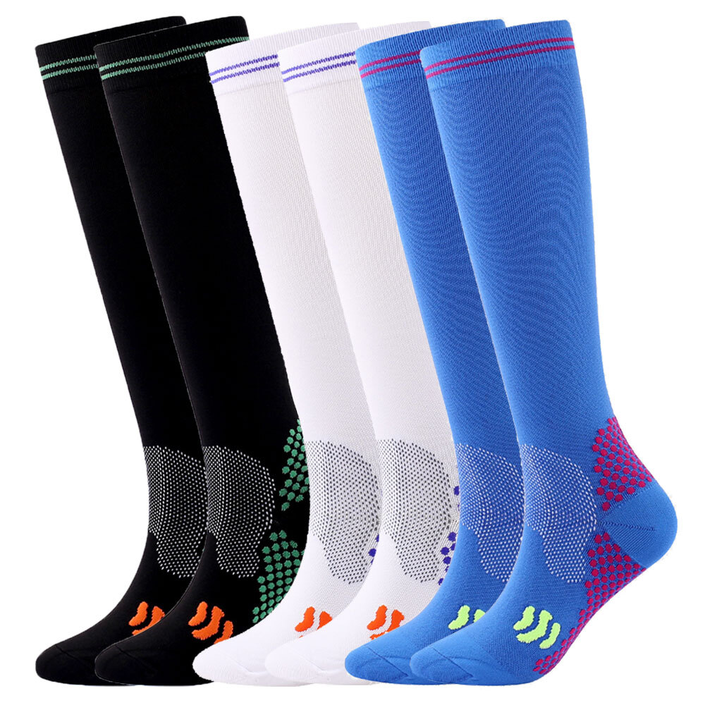 3Pairs Diabetic Over The Calf Socks Full Cushioned Sole Non Binding Top Unisex