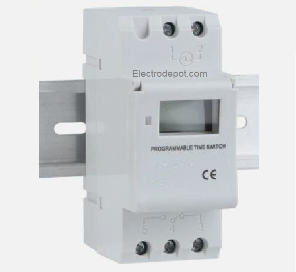 Programmable 24H 7Day Timer 110V 120V and 220V Time Relay Switch AC, w DIN Rail