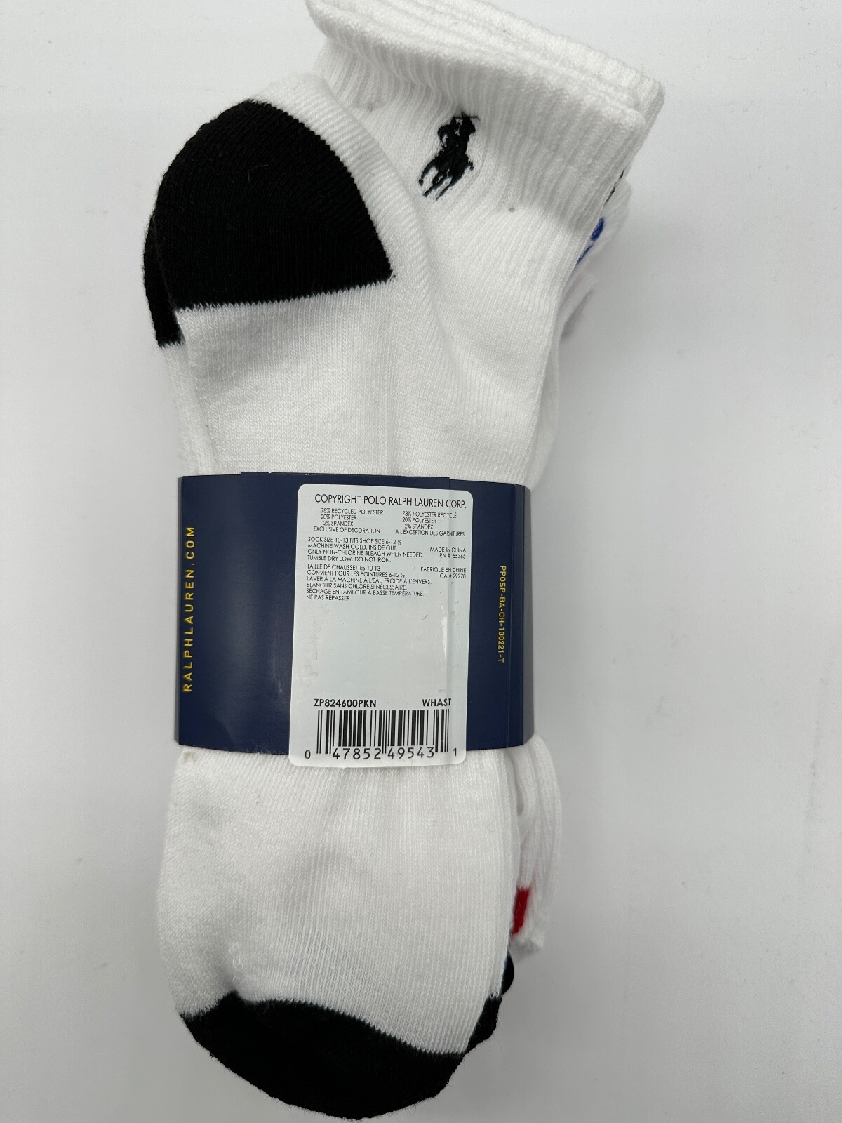 NEW 6 PAIRS MENS POLO RALPH LAUREN ANKLE CUT SOCKS CLASSIC SPORT 10-13 BLK/ WH