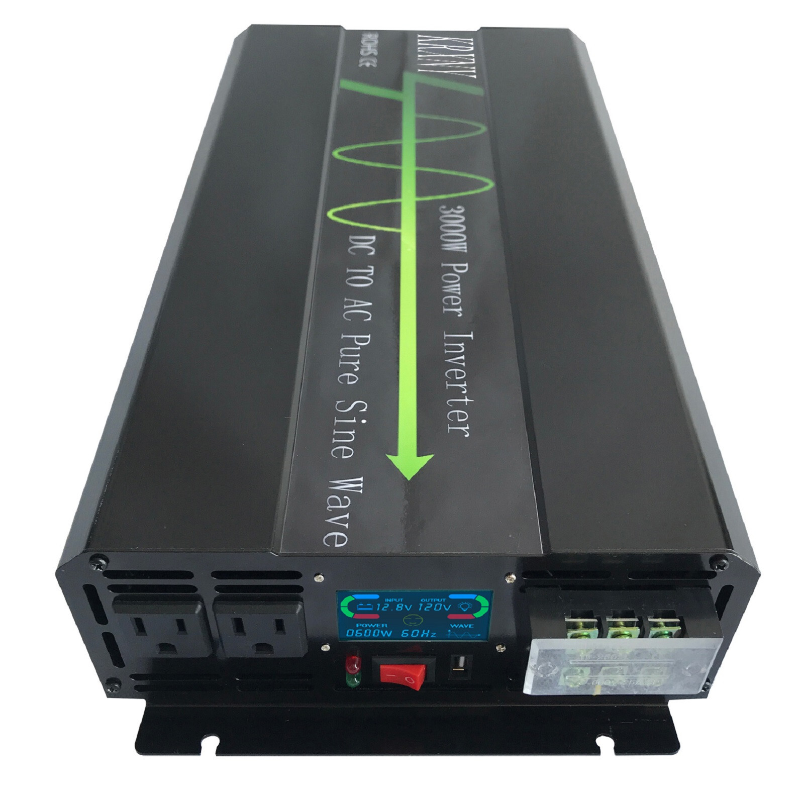 Car Power Inverter 3000W Off Grid Pure Sine Wave 12V to 120V 60HZ LCD from US