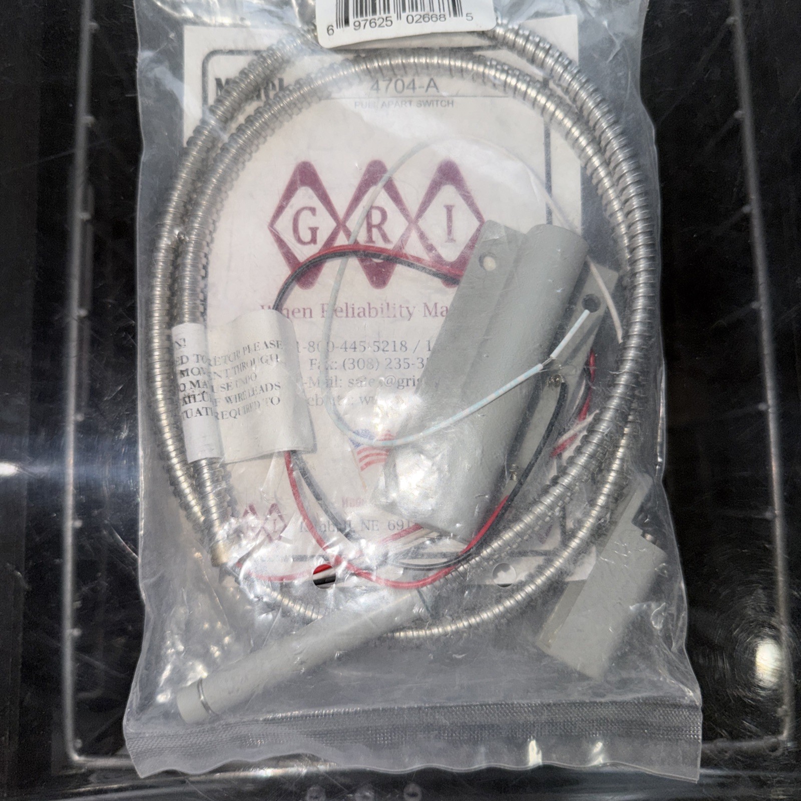 GRI 4704-A Recessed Magnetic Door Contact Switch Alarm Kit Armored Cable