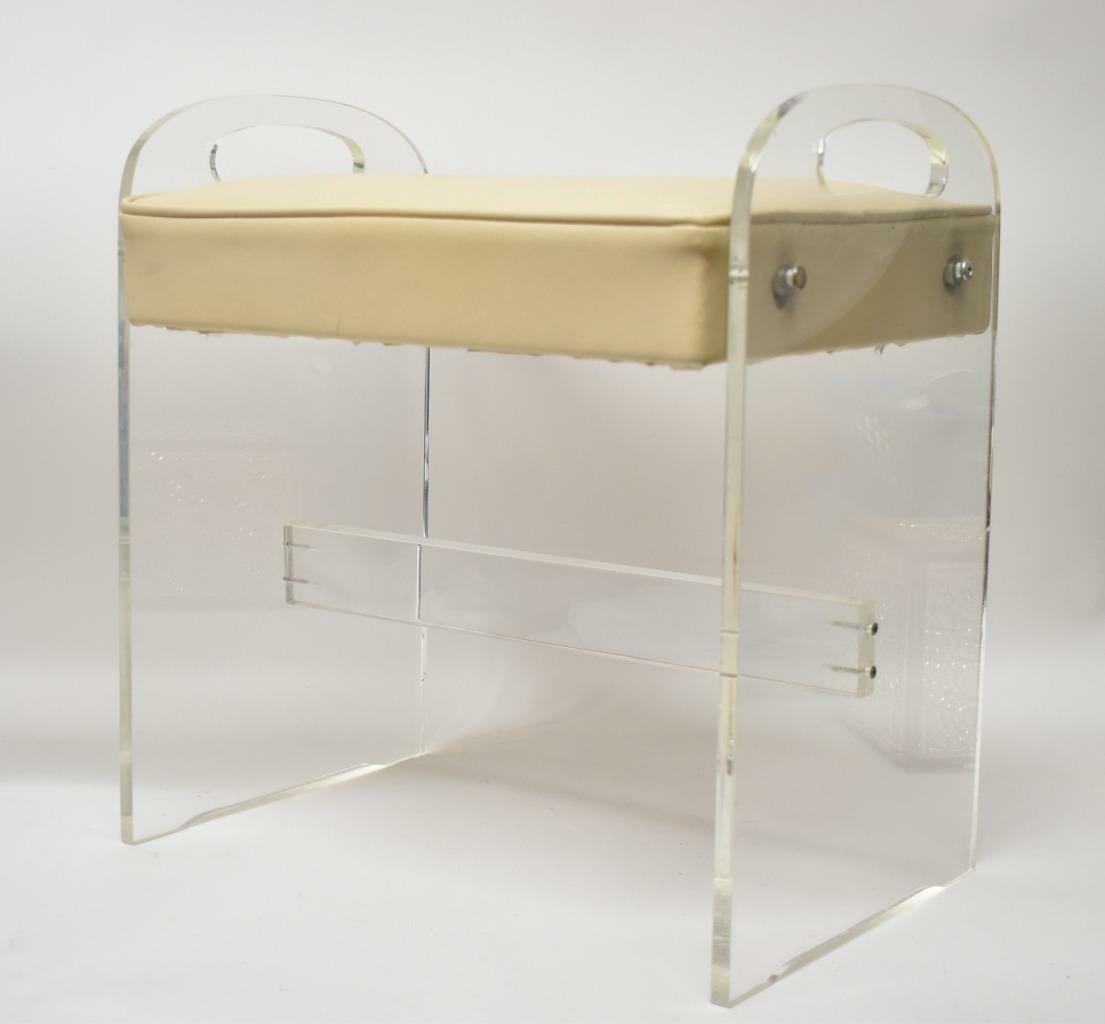 Postmodern Lucite & Naugahyde Vanity Stool