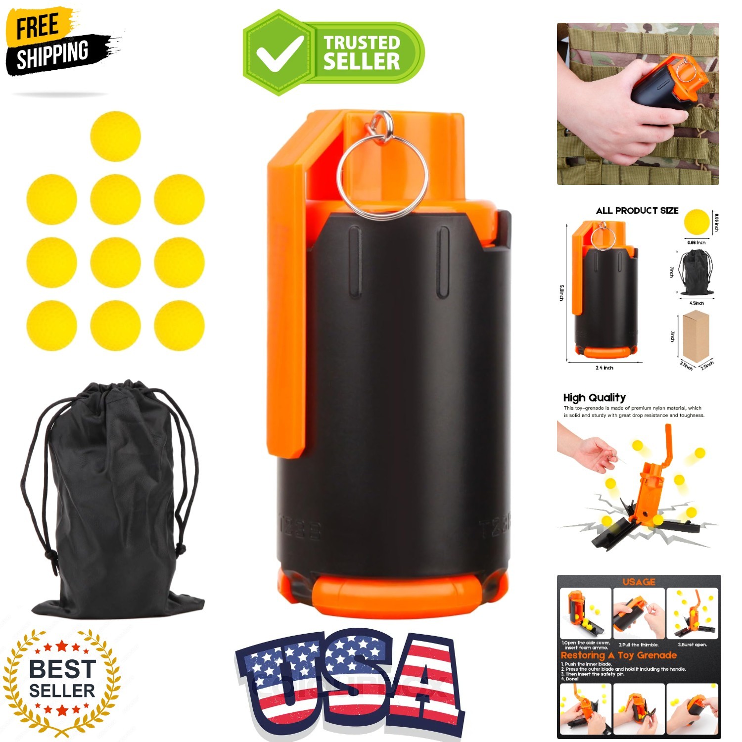 Tactical G Renade, Plastic Toy-Grenade for CS Battle Game