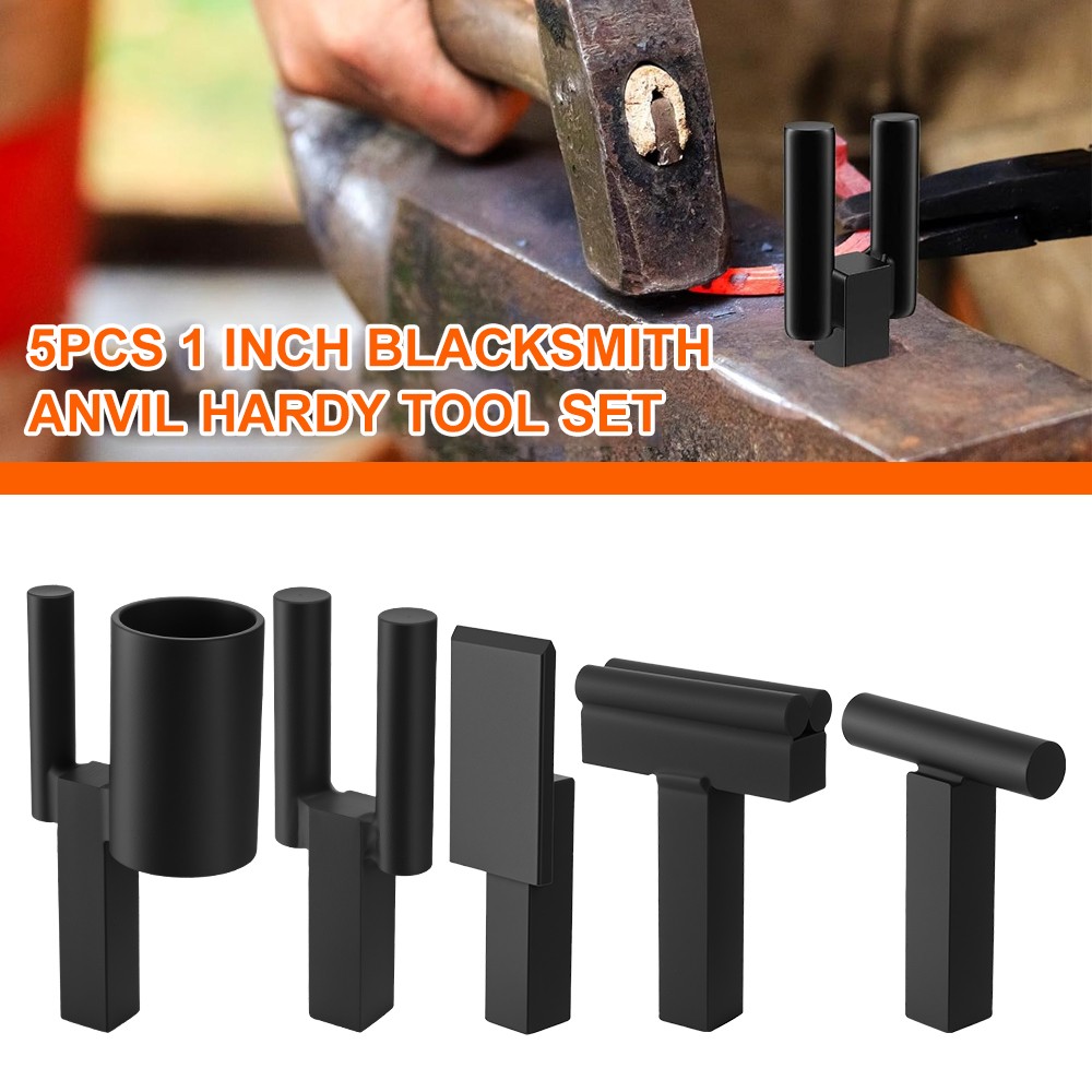 5 Piece 1" Blacksmith Anvil Hardy Hole Tools Set Blacksmithing Forging Kit