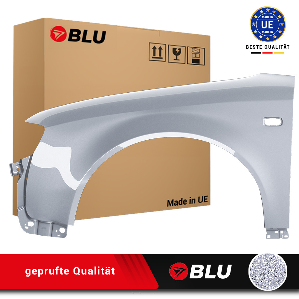 Fender For Audi A4 B6 LY7W Left Silver 00-04 Front Painted Zinc Plated