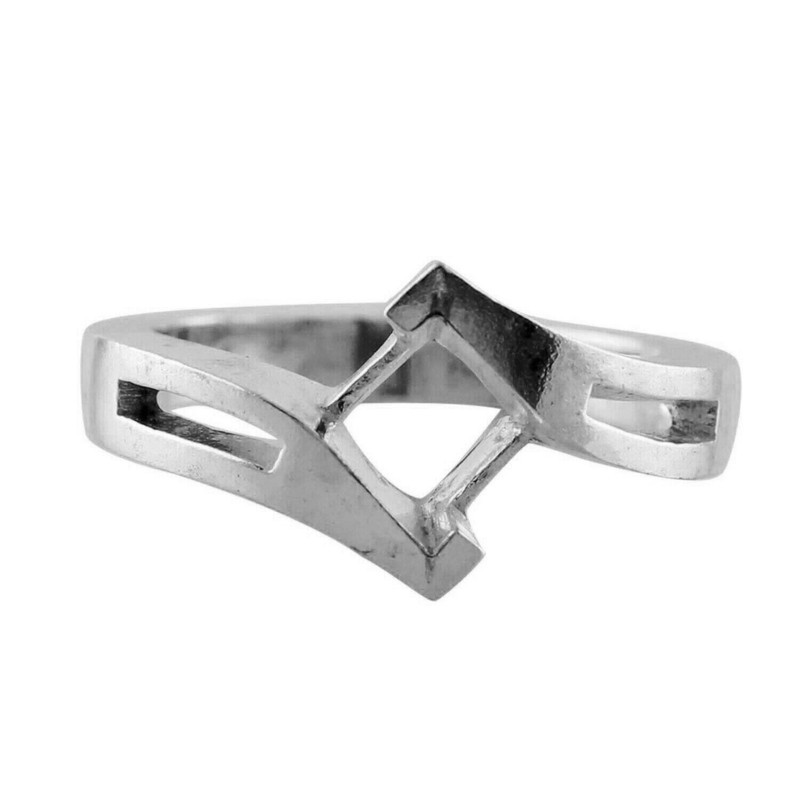925 Sterling Silver Solitaire 9MM Round Shape Semi Mount Wedding Cocktail Ring