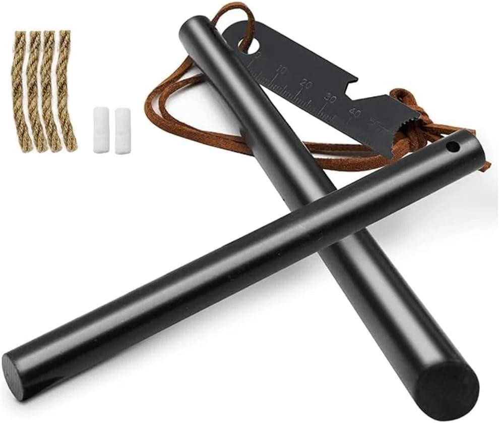 2-pack Ferro Rod Fire Starter Kit W/6-in-1 Tool & Tinder - Survival Camping