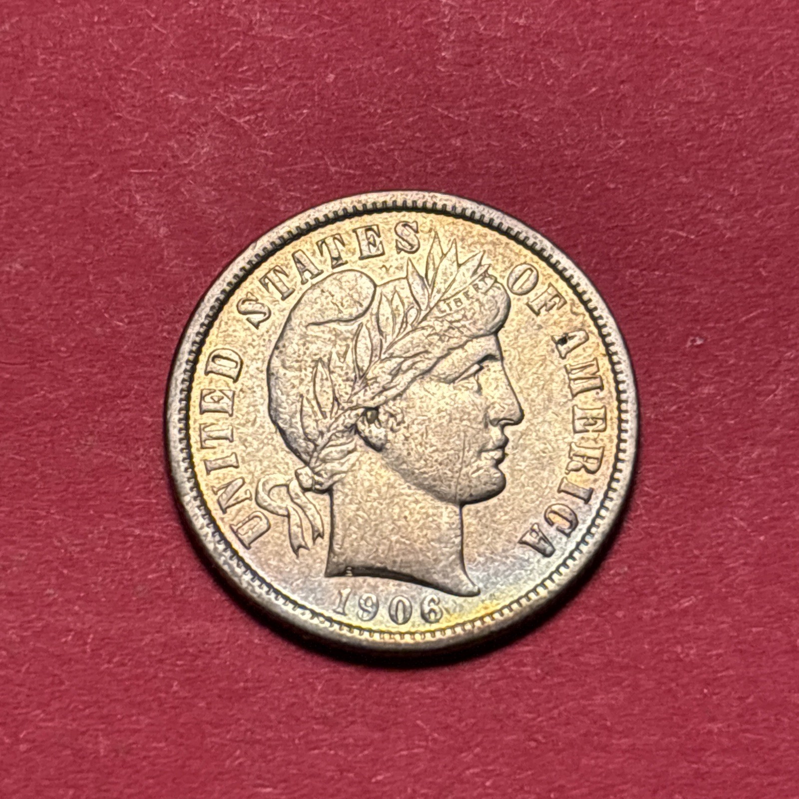 (1) Beautiful Toned Antique 1906-P Barber Dime CHOICE XF-EXTRA FINE