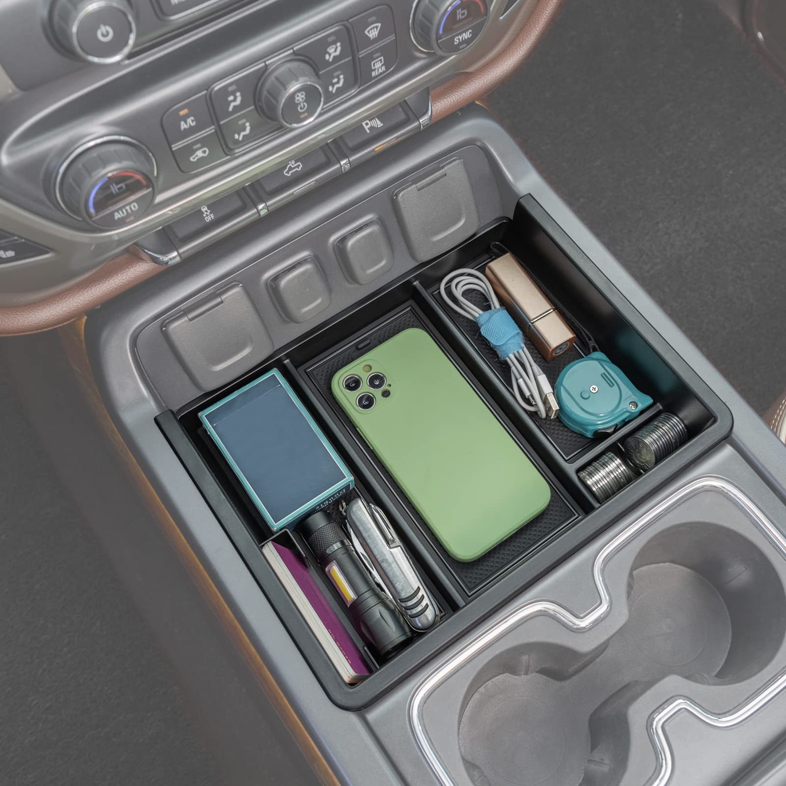 JKCOVER Center Console Organizer Compatible with Chevy Black Trim