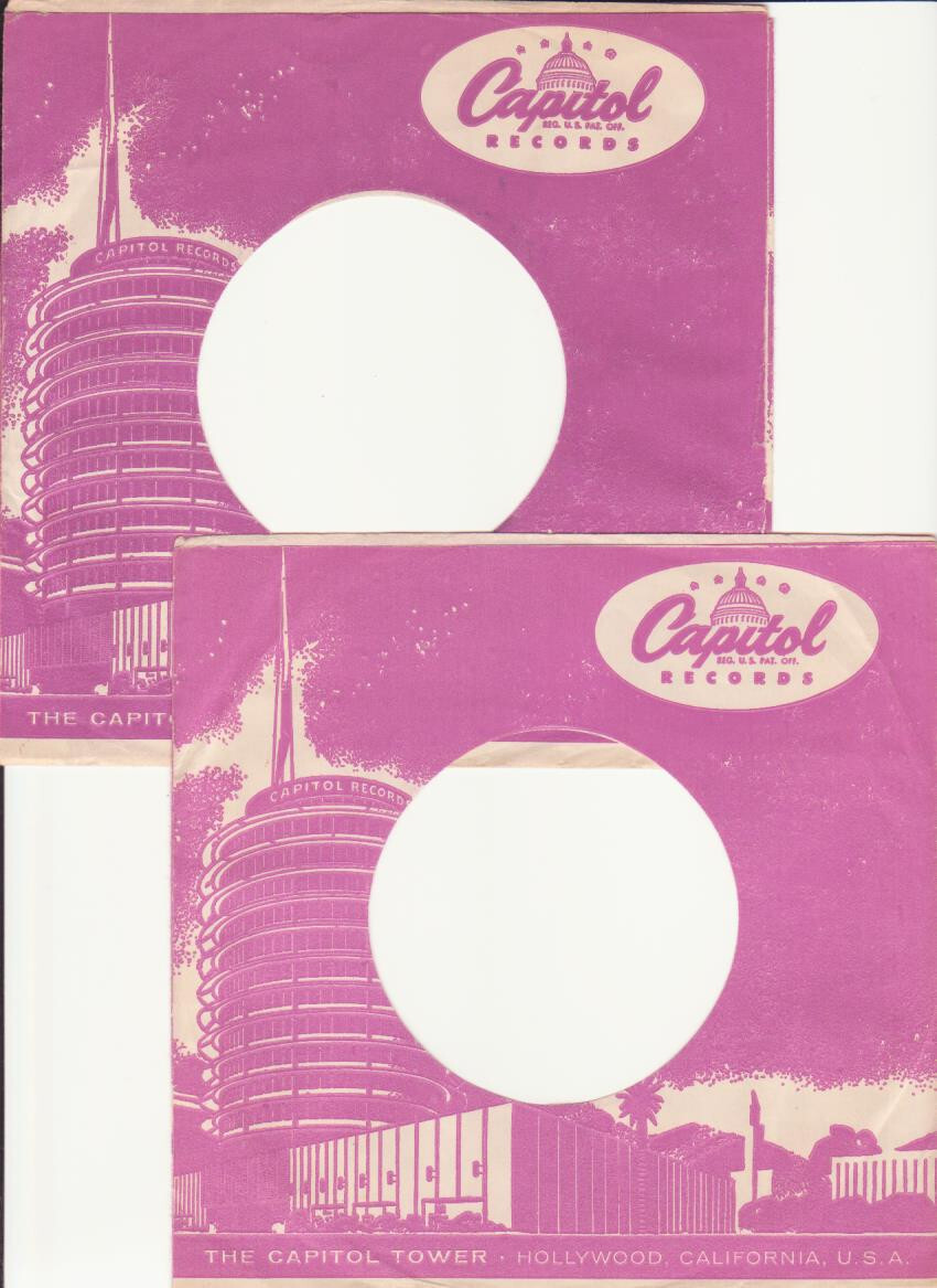 Capitol Records- 2 Original 1950's-1960's 45 Record Company Sleeves