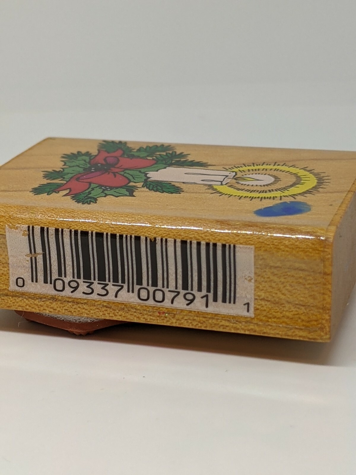Christmas Candle Wood / Rubber Stamp by Comotion 2.25 x 1.5