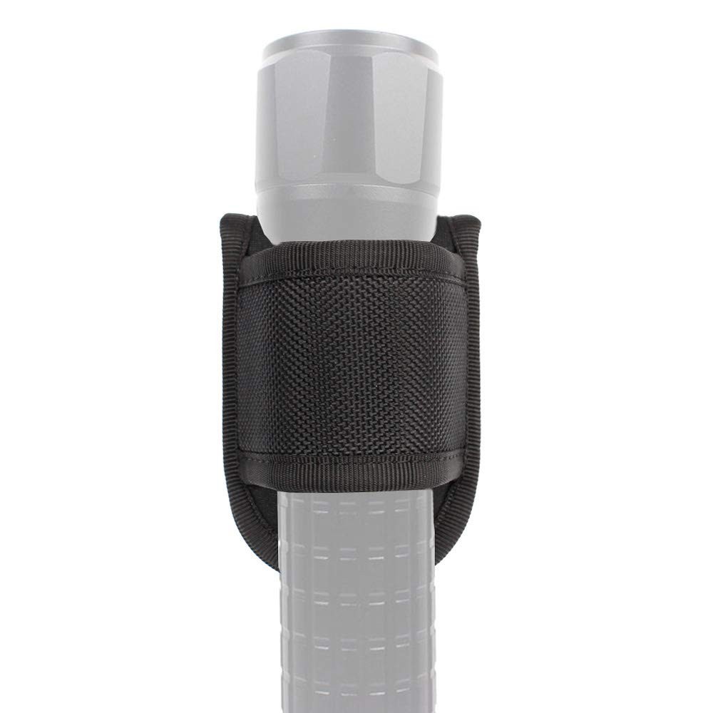Open Top Compact Light Pouch for Duty Belt, D Cell Flashlight Black