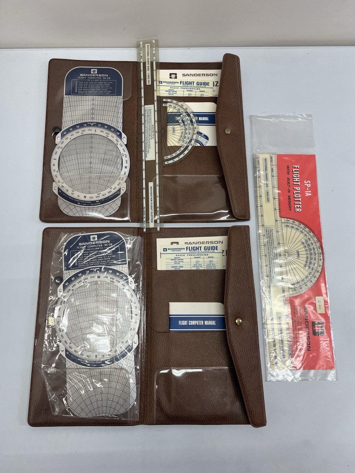 Two Vintage Sanderson Flight Organizer Calculation Airplane Aviation Folder Sets