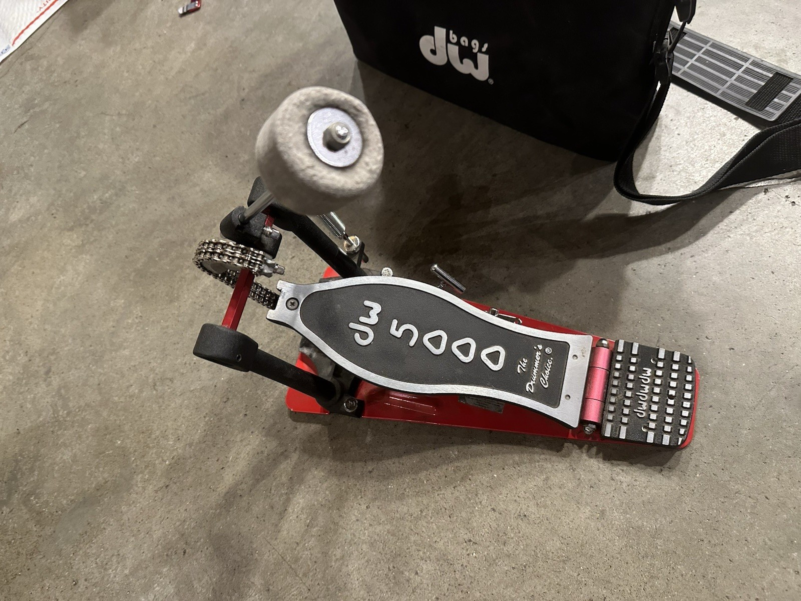 DW 5000 SINGLE Bass Drum Pedal DOUBLE Chain w BAG and KEY #YA5