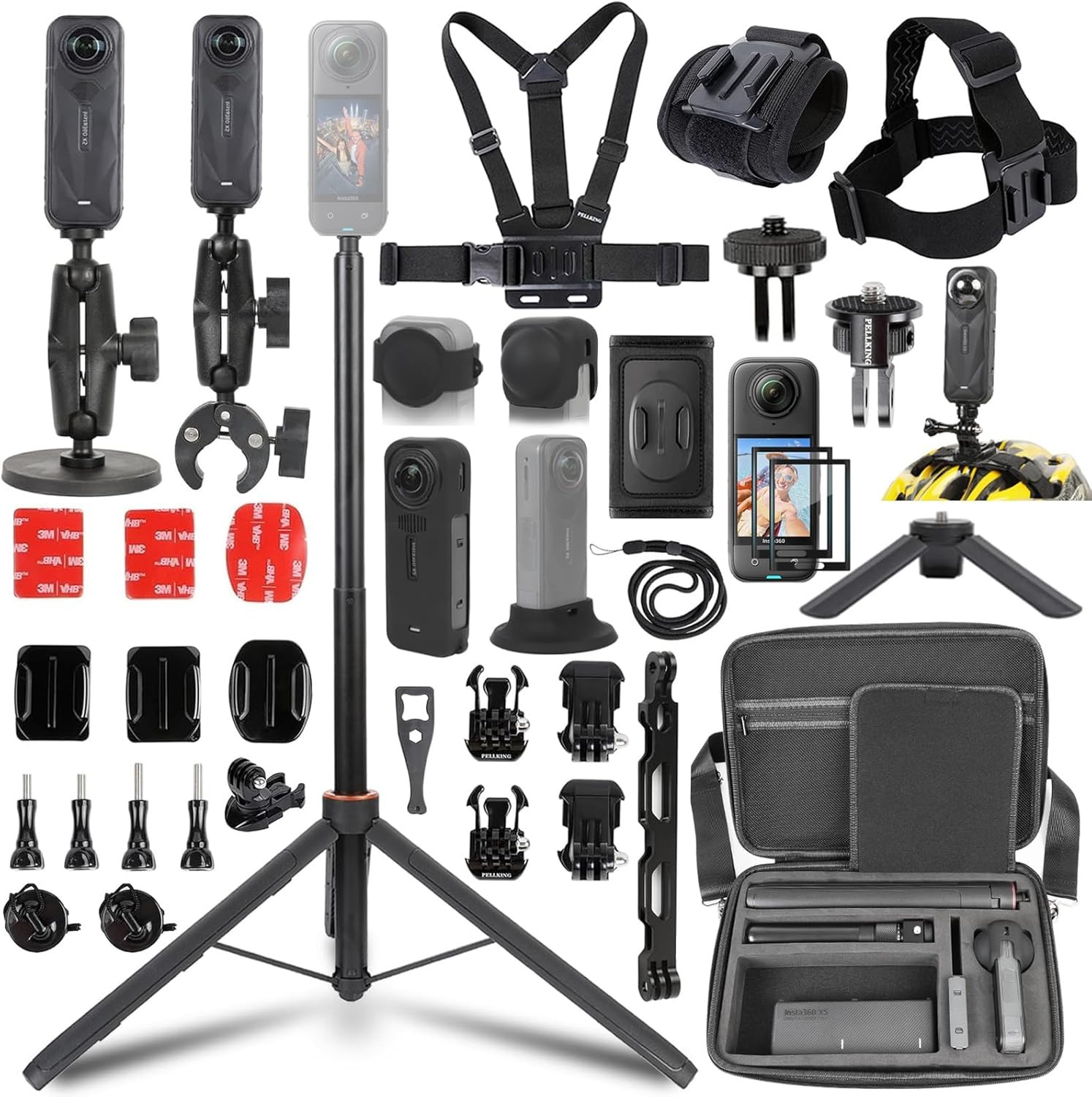 Accessories Kit for Insta360 X5,Included Carrying Case with Belt,135Cm Selfie St