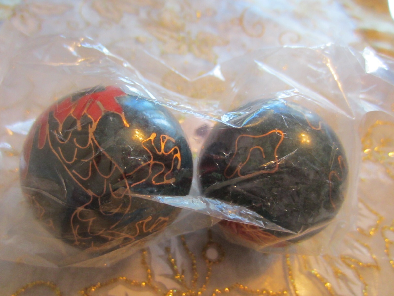 NWT Chinese hand stress reliever balls Set of 2 metal ringing massage BEAUTIFUL