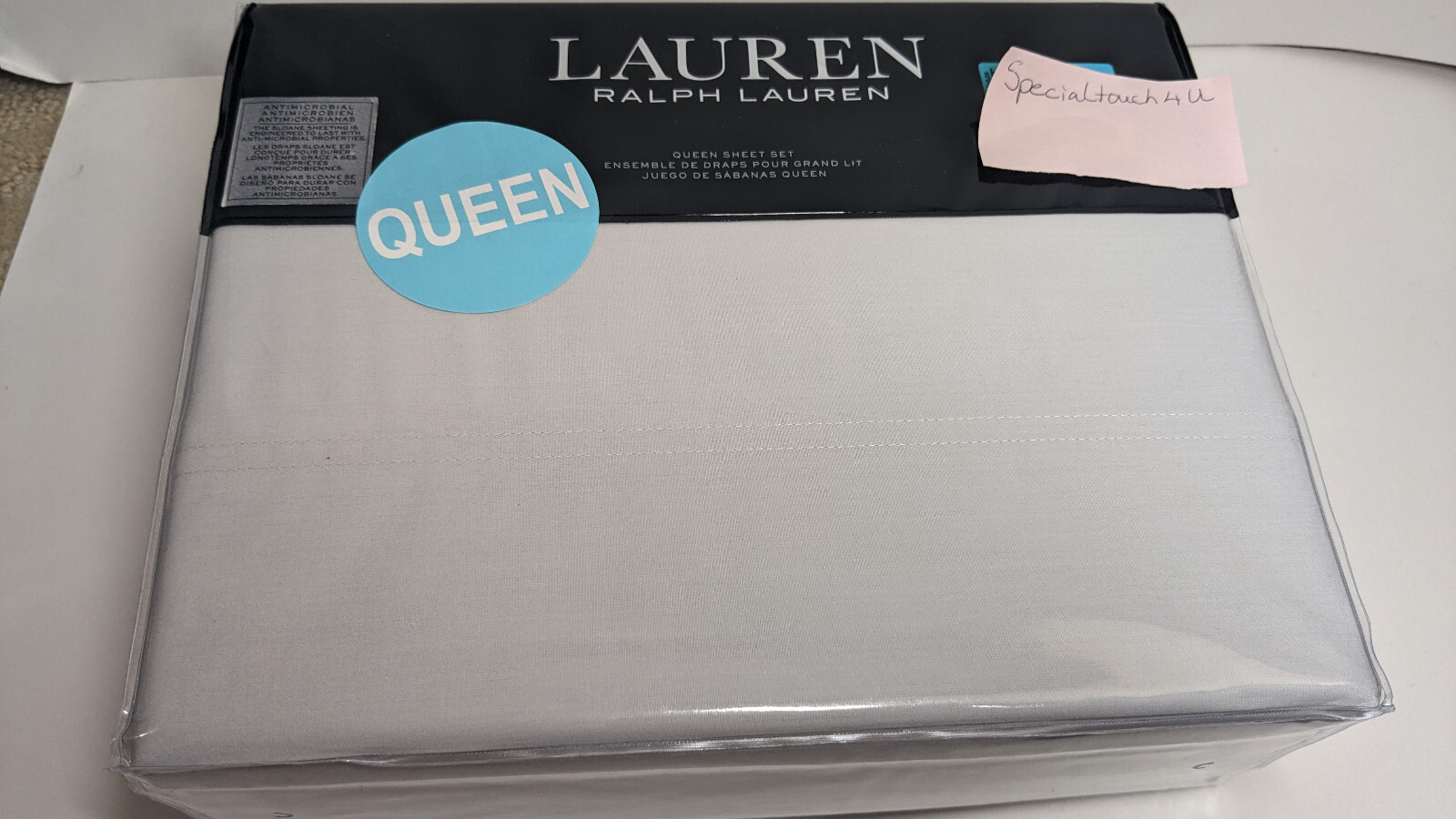 New  4 pc Lauren Ralph Lauren SLoane Queen Sheet Set Grey Gray $170 NIP