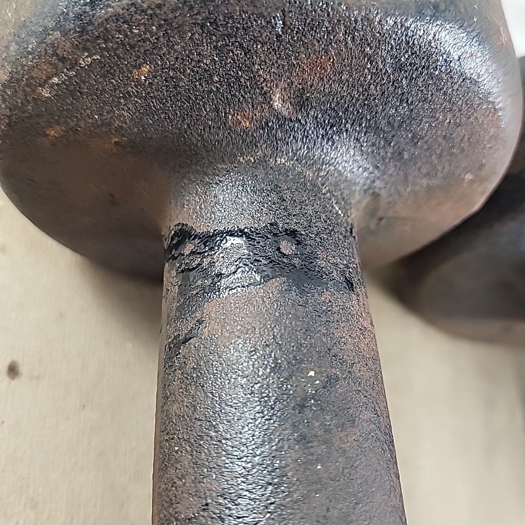 Vintage Pair YORK 10 Lb Roundhead Dumbbells Pre-USA Cast Iron Weights