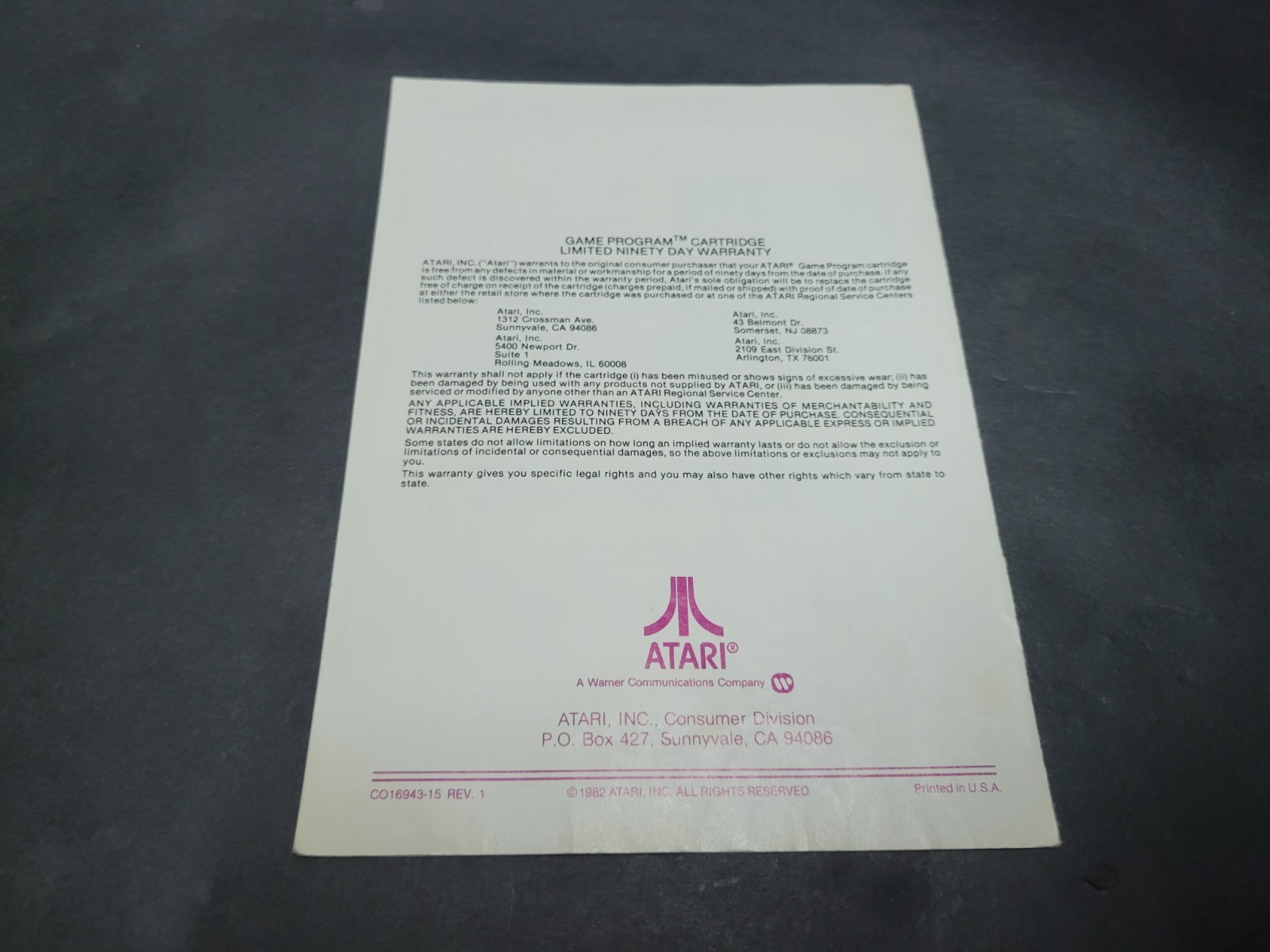 Atari 2600 Manual Only Demons To Diamonds