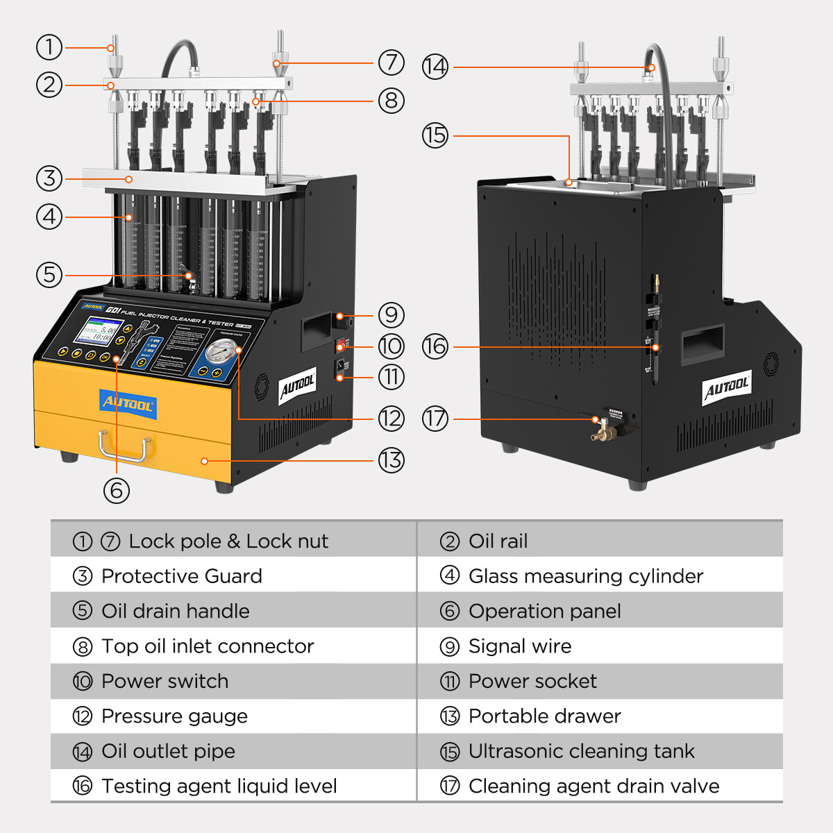AUTOOL CT500 GDI Injector Tester Cleaner Ultrasonic Petrol Car Cleaning Machine