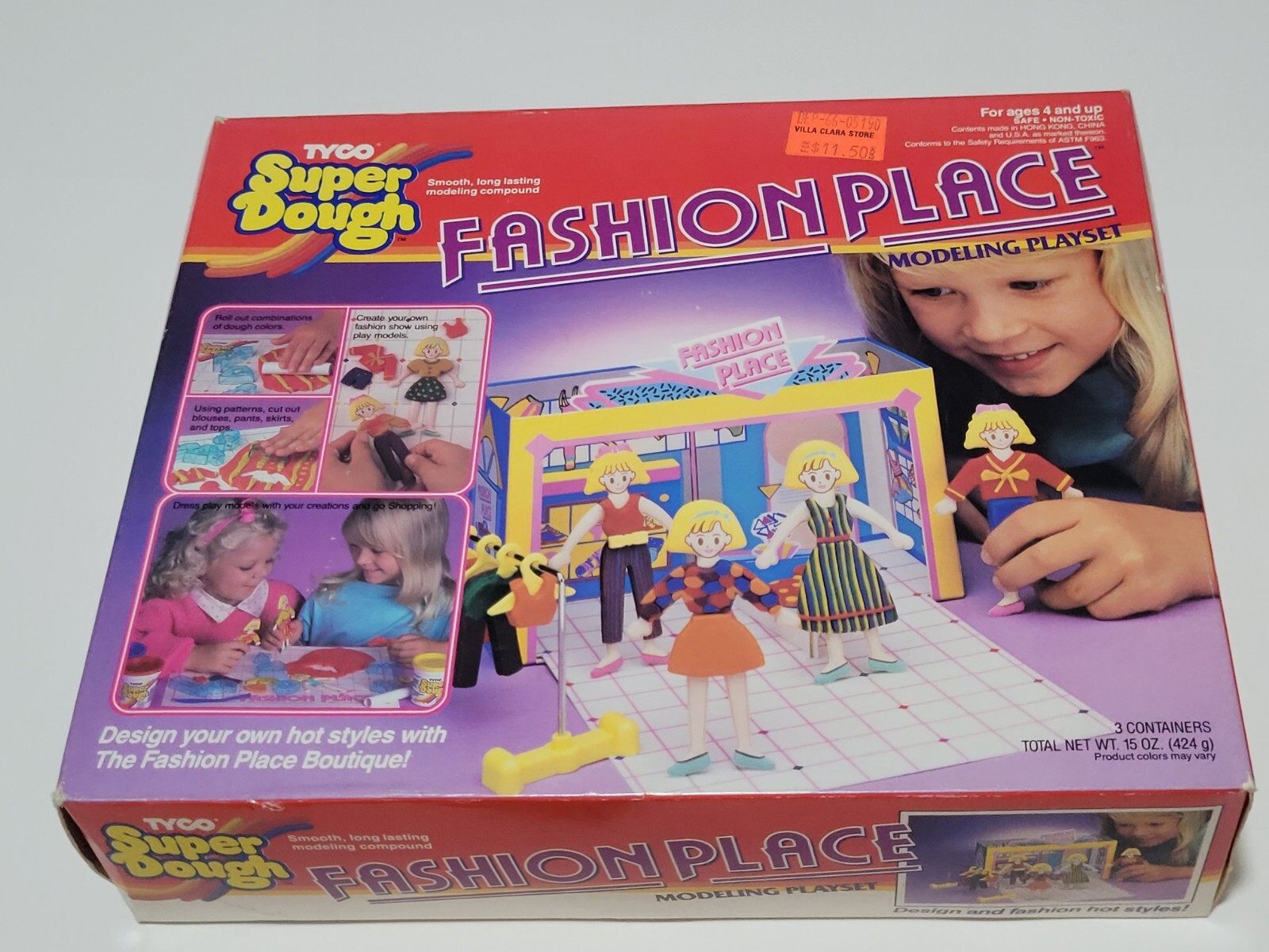 Vtg Tyco Super Dough Fashion Place Modeling Playset 1989 New Open Box No.4155-2