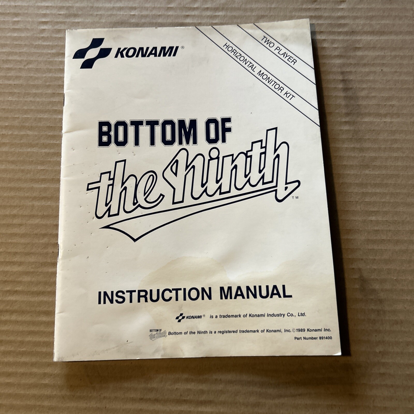 Original W/schematics BOTTOM OF THE NINTH KONAMI arcade video game owners manual