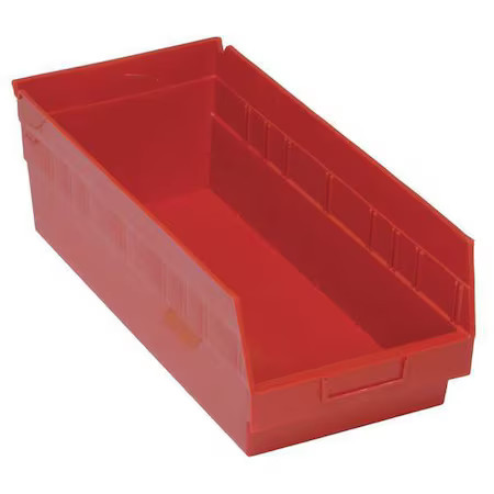 Quantum Storage Systems Qsb808rd Shelf Storage Bin, Polypropylene, Red, 8 In H,