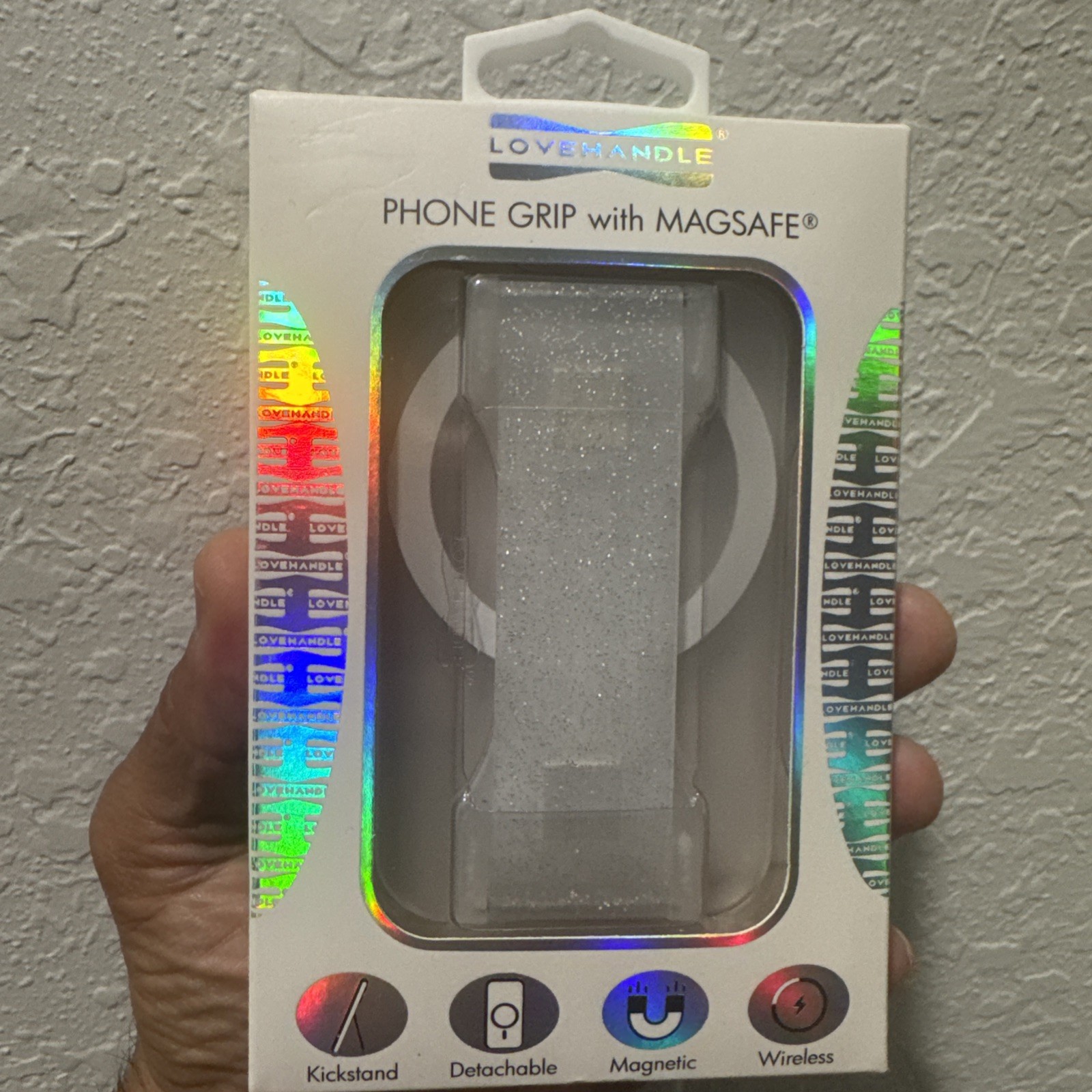 LoveHandle PRO Magnetic Phone Grip (Fits All Phones) - Clear Brilliant