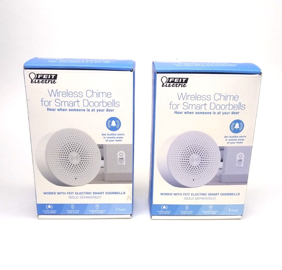 NEW 2-PACK LOT Feit Electric Wireless Chime For Feit Smart Doorbells USB Powered