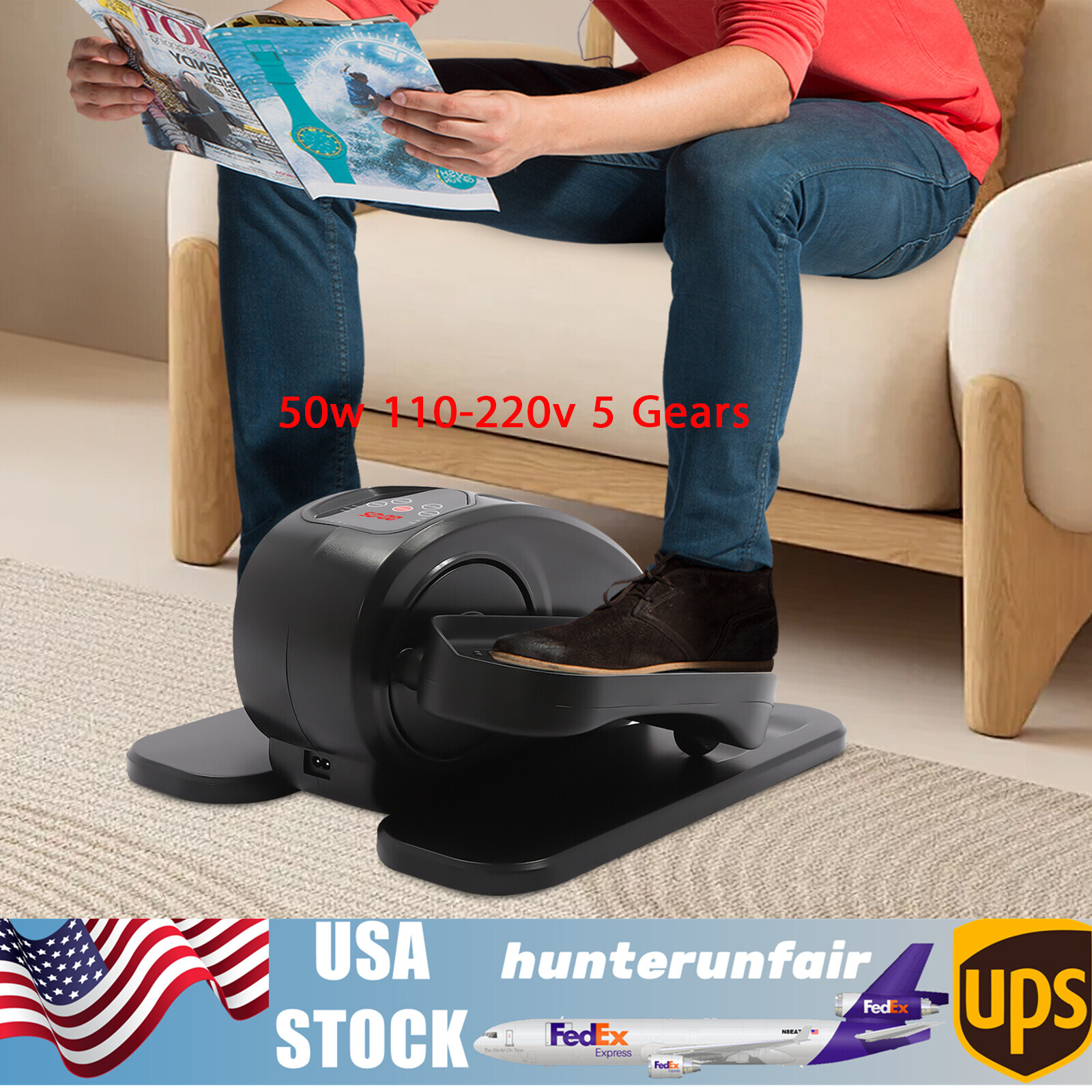Led Under Desk Electric Elliptical Machine W/ Remote All-copper Motor 5 Gears