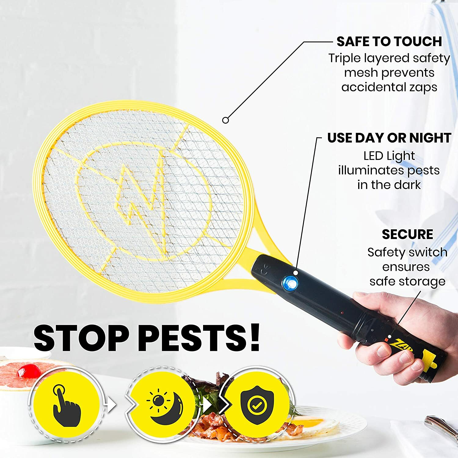 2-Pack ZAP IT! Bug Zapper Rechargeable Mosquito Fly Killer 4000 Volt Large Twin