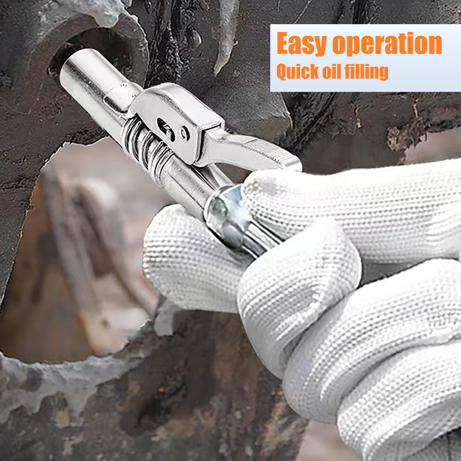 2x High Pressure Grease Gun Coupler Quick Release Lock Oil Injection Nozzle