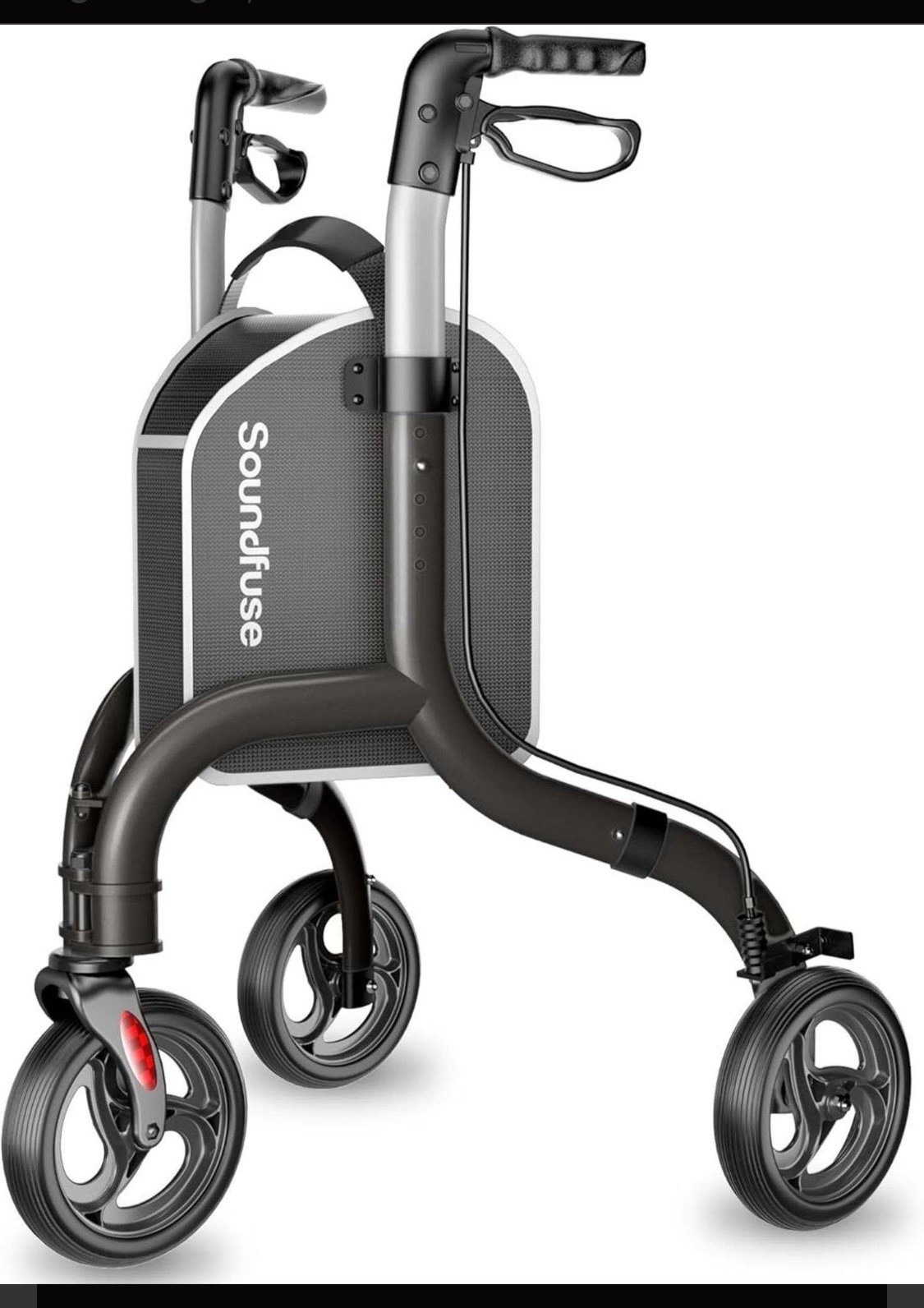 Soundfuse 3 Wheeled Walker. Adjustable, Lightweight, Foldable, New  Black