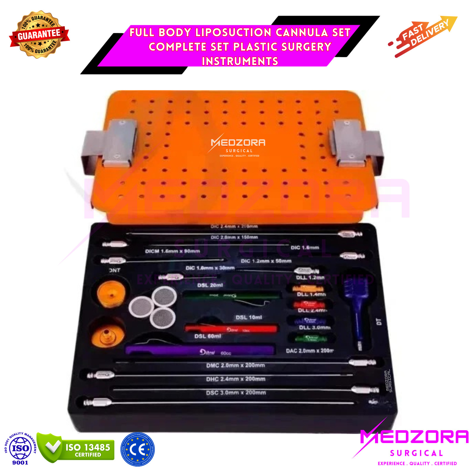Full Body Liposuction Cannula Set Complete Set Plastic Surgery Instruments