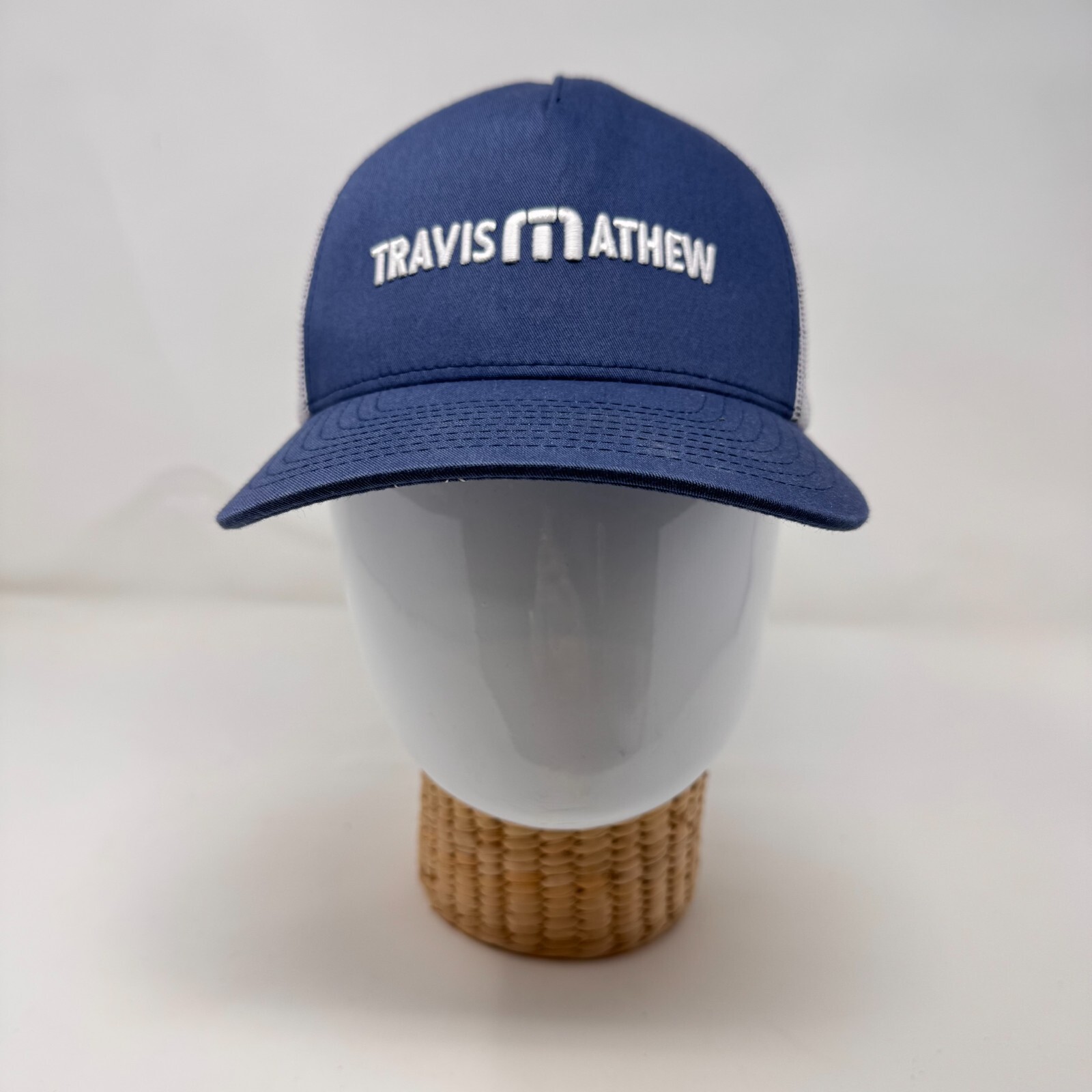 Travis Mathew Hat Mens One Size Blue White Flexfit Golf Snap Cap