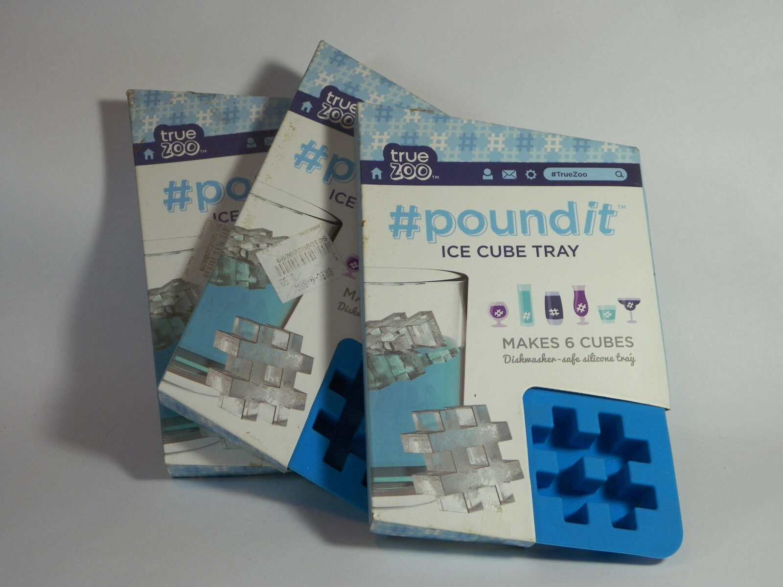 Lot of 3 Pound It # Ice Cube Tray Makes 6 Cubes FUN PARTY GIFT NEW