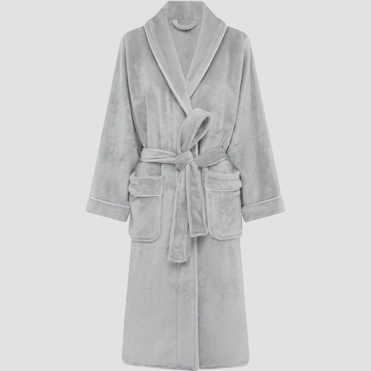Brogo Luxe Supersoft Micro Mink Bathrobe w/Piping Dove/White Small/Medium