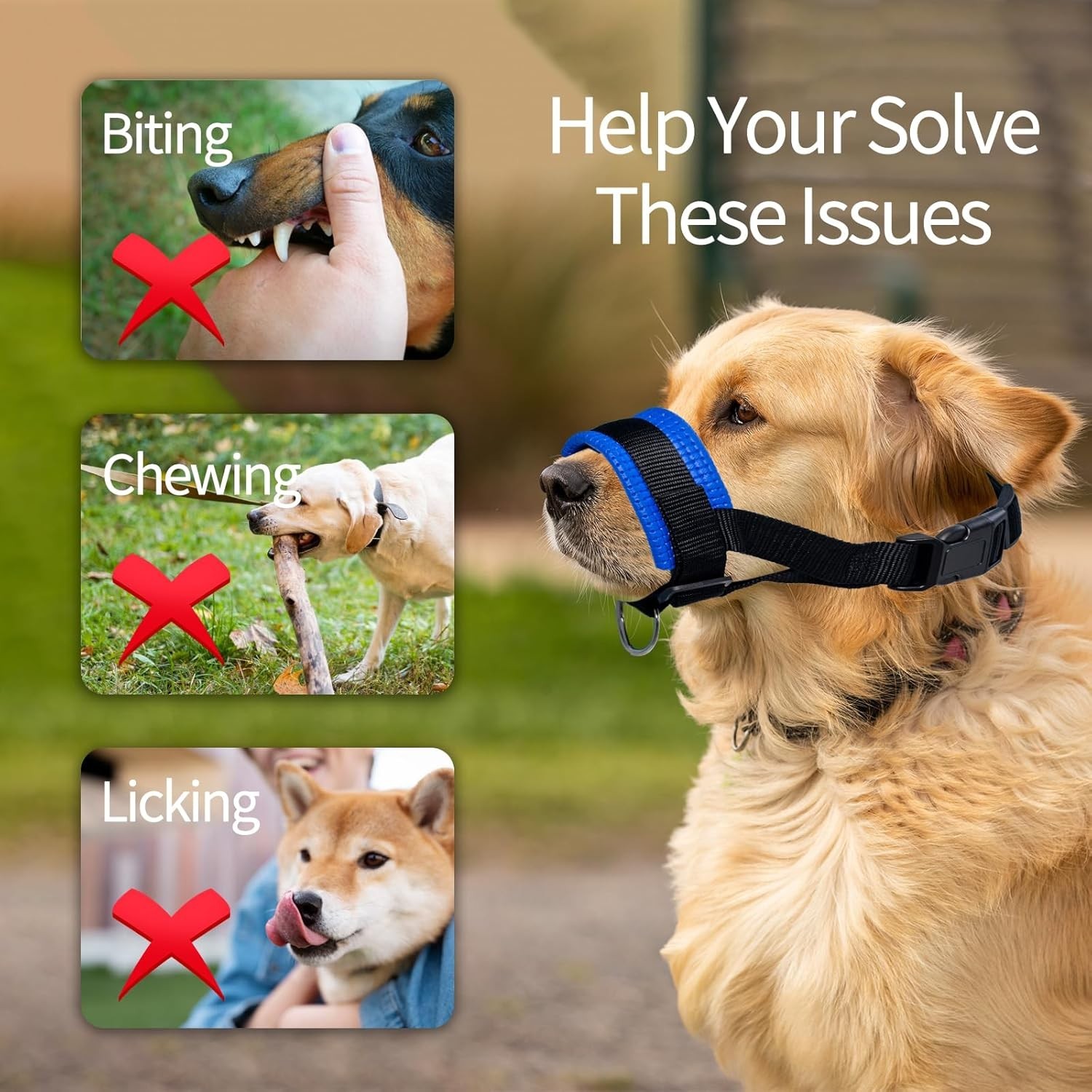 Nylon Dog Muzzle - Adjustable, Lightweight, Safe for Travel & Grooming
