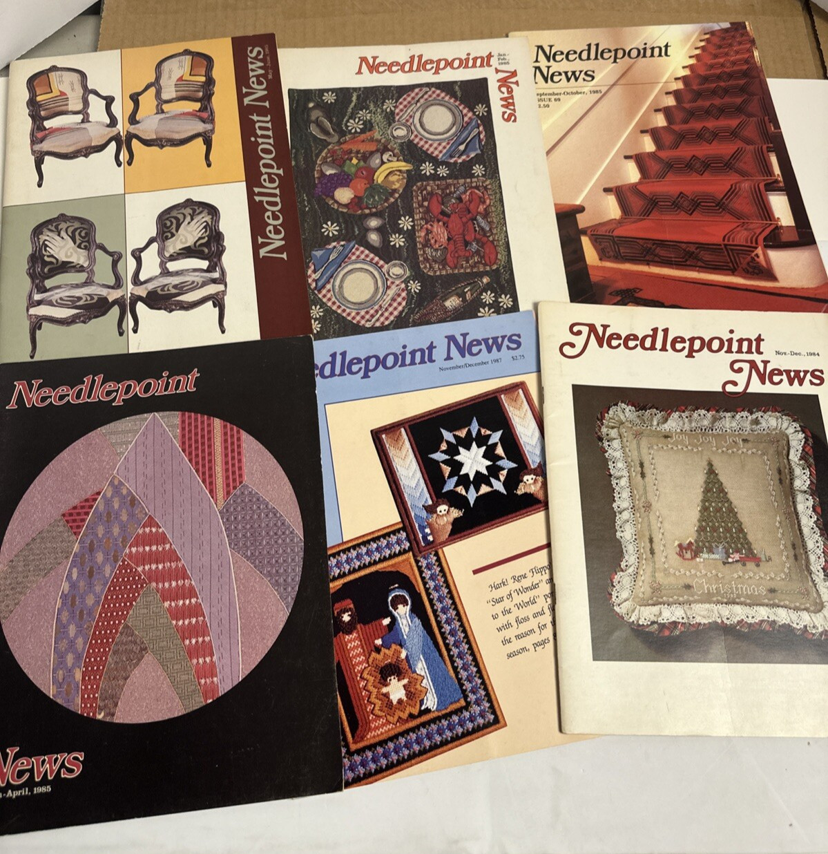 6 Vtg Needlepoint News Magazines 1984-87 Patterns Lessons All Kinds Projects