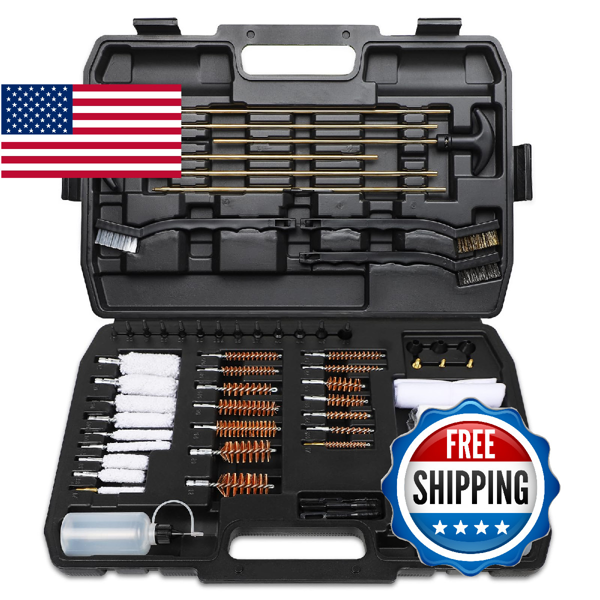 ANALIM 107pc Universal Gun Cleaning Kit for Pistol, Shotgun, Rifle, Handgun, Air