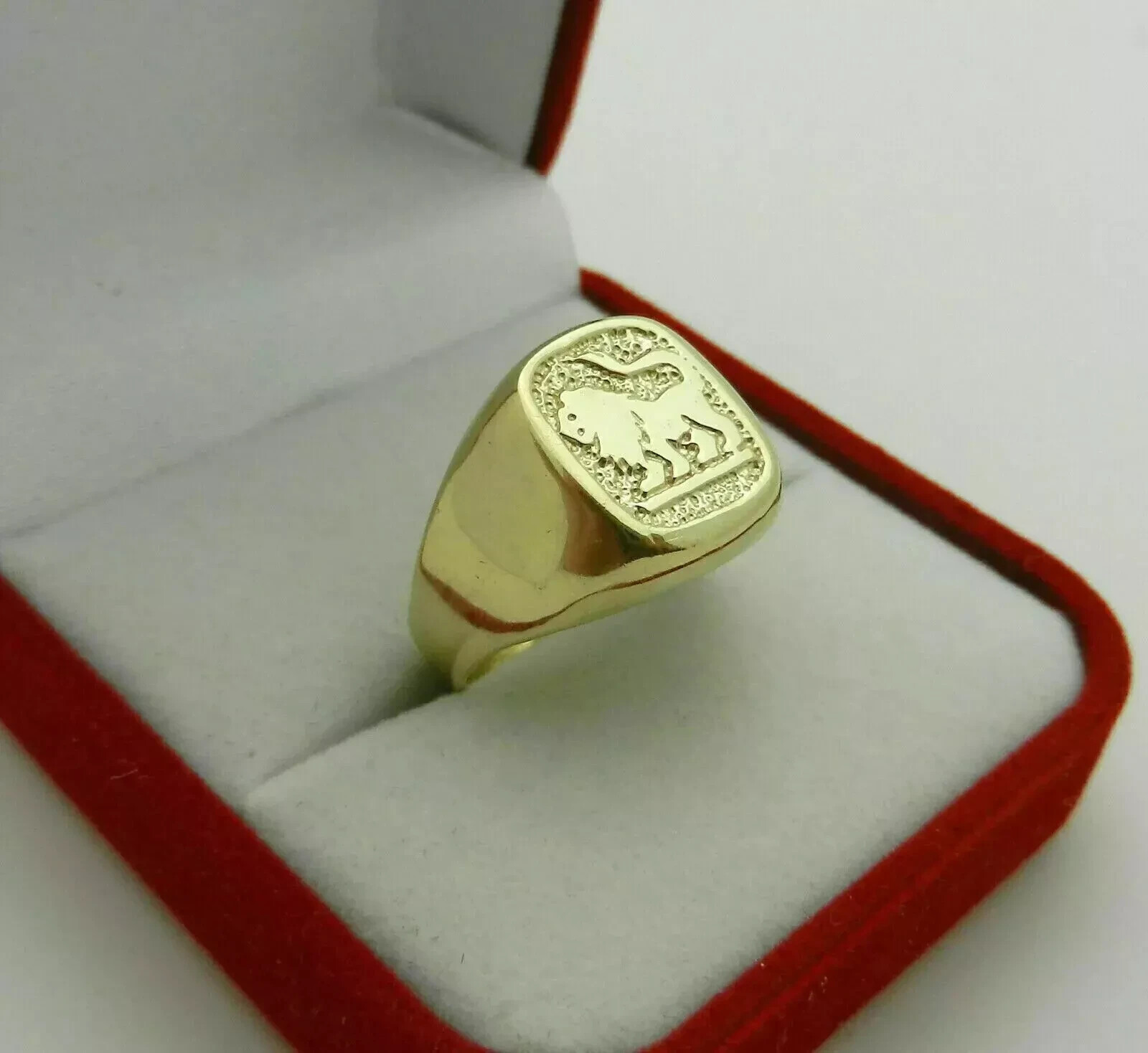 14K Yellow Gold Plated Lion Signet Vintage Mens Special Pinky Wedding Party Ring